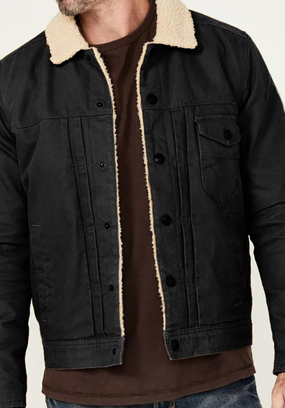 Men's cozy denim jacket with sherpa lining NOVAE