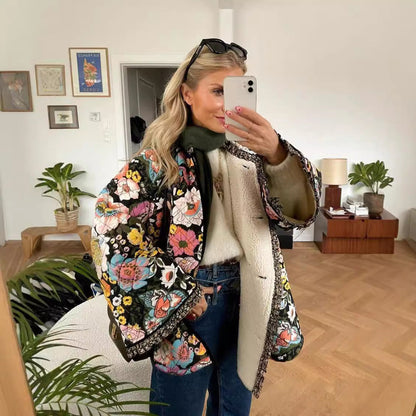 Women's quilted floral jacket with luxurious lining NOVAE