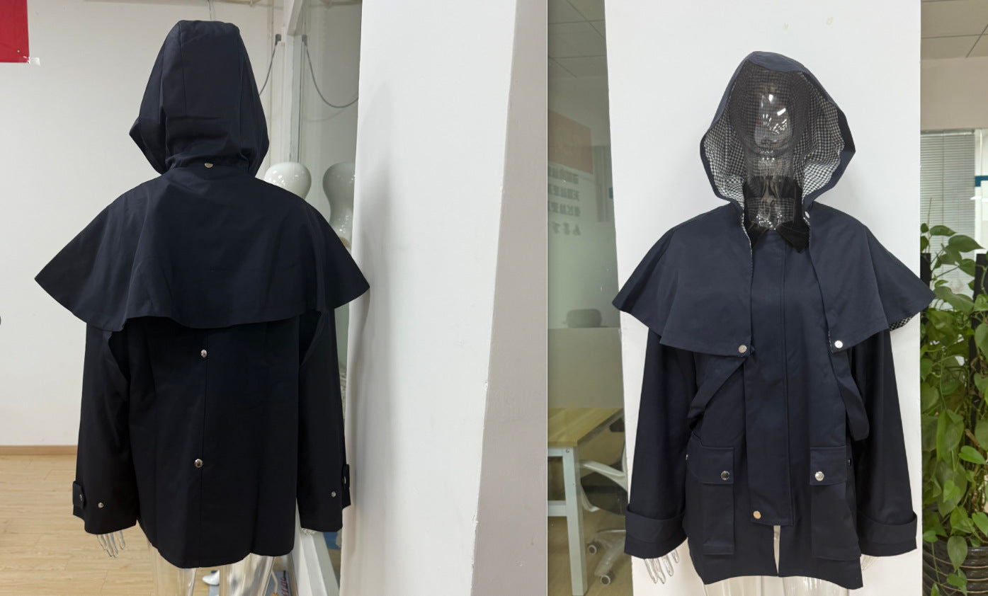 Women's water-repellent outdoor jacket with innovative hood design NOVAE