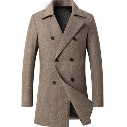 Men's elegant double-breasted herringbone coat NOVAE