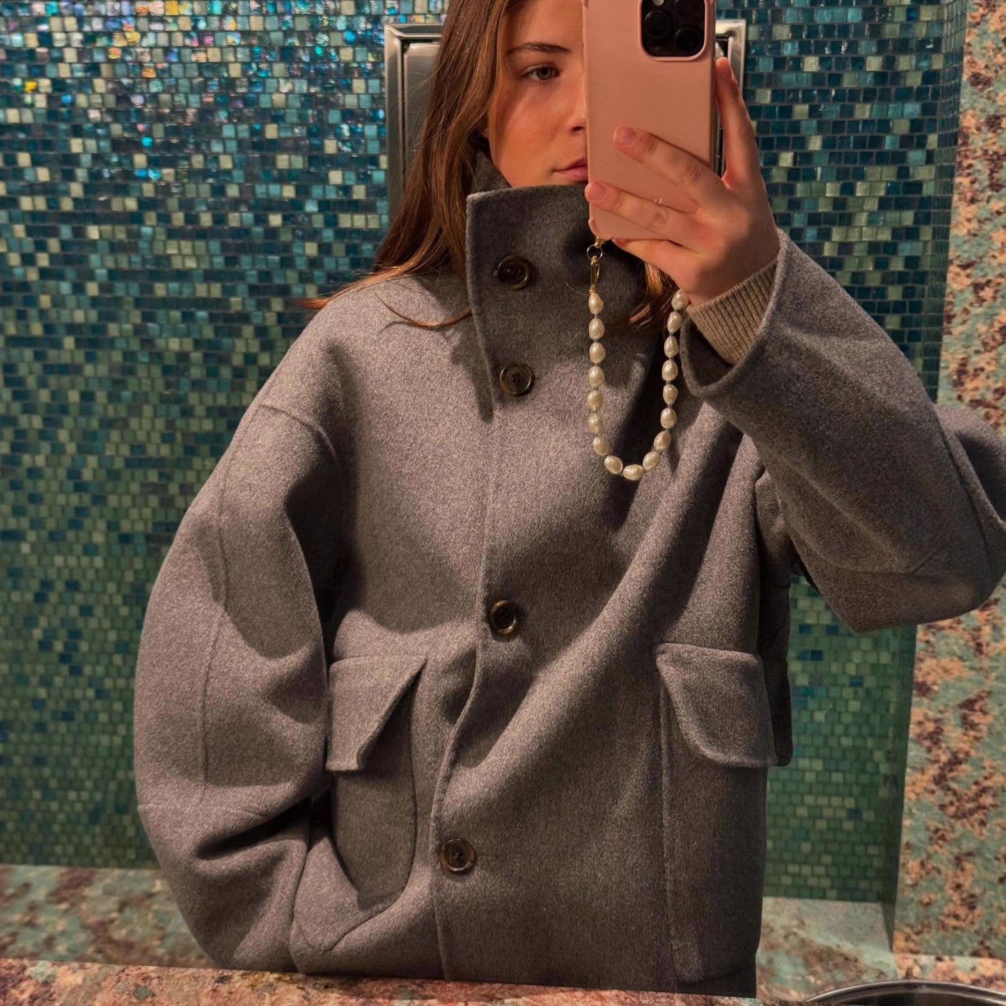 Women's fashionable oversized jacket made from a high-quality wool blend NOVAE