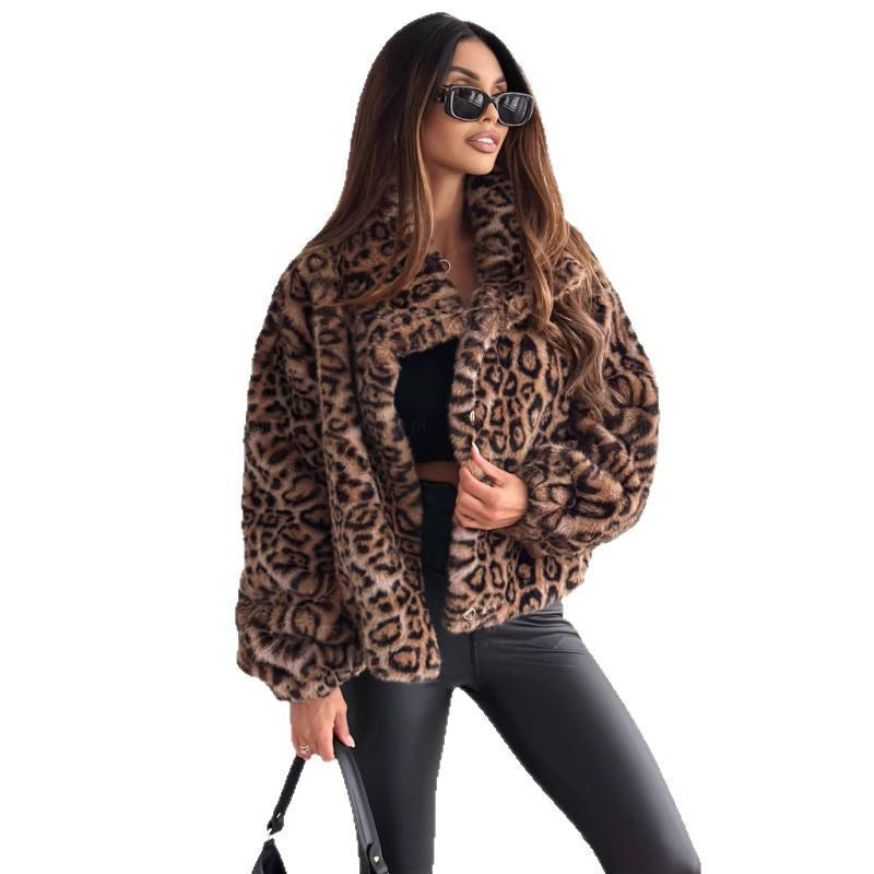 Women's cozy leopard print jacket NOVAE