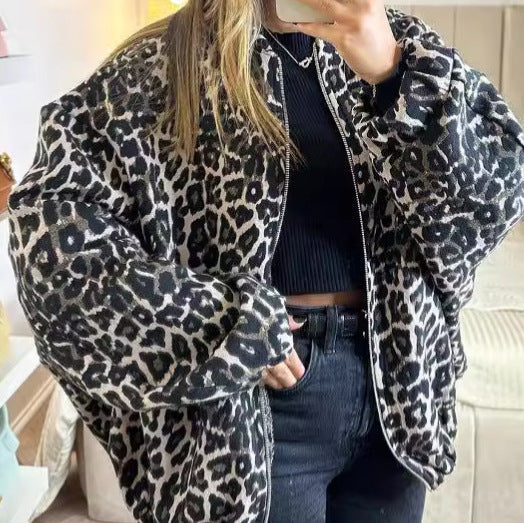 Women's Trendy Leopard Print Oversized Jacket NOVAE