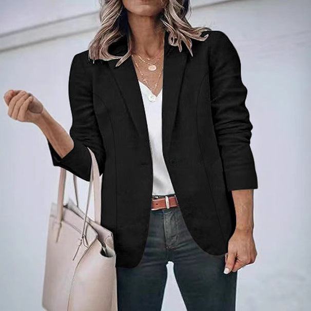 Women's elegant blazer jacket with a tailored cut and discreet pockets NOVAE