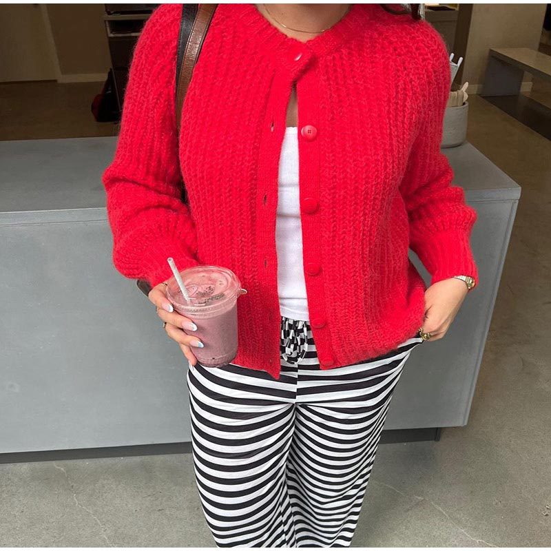 Women's cardigan with classic button placket and raglan sleeves NOVAE