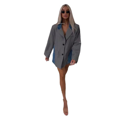 Women's fashionable blazer jacket with innovative denim design and elegant details NOVAE
