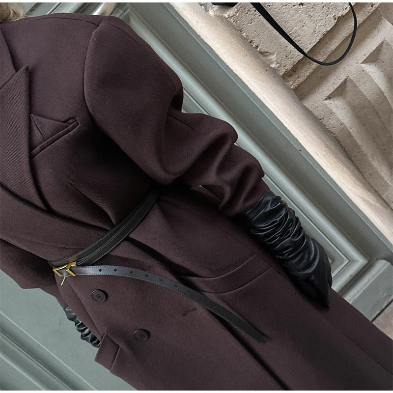 Women's Oversized Blazer Coat with Double Button Closure and Wide Shoulders NOVAE