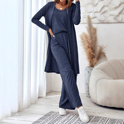 Women's loungewear set with long cardigan and wide-leg trousers NOVAE