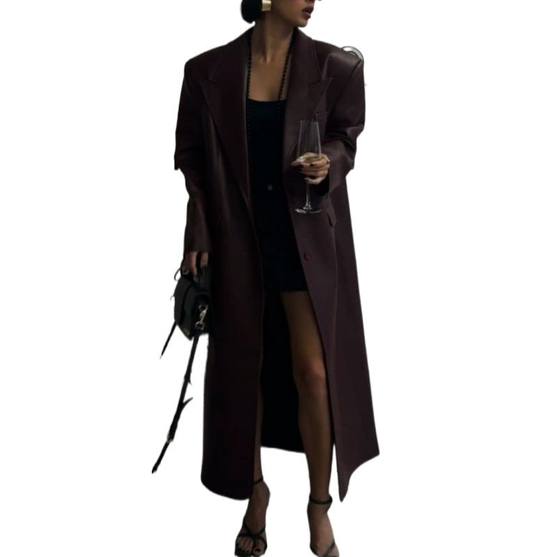 Women's trench coat made of high-quality faux leather with waist belt NOVAE