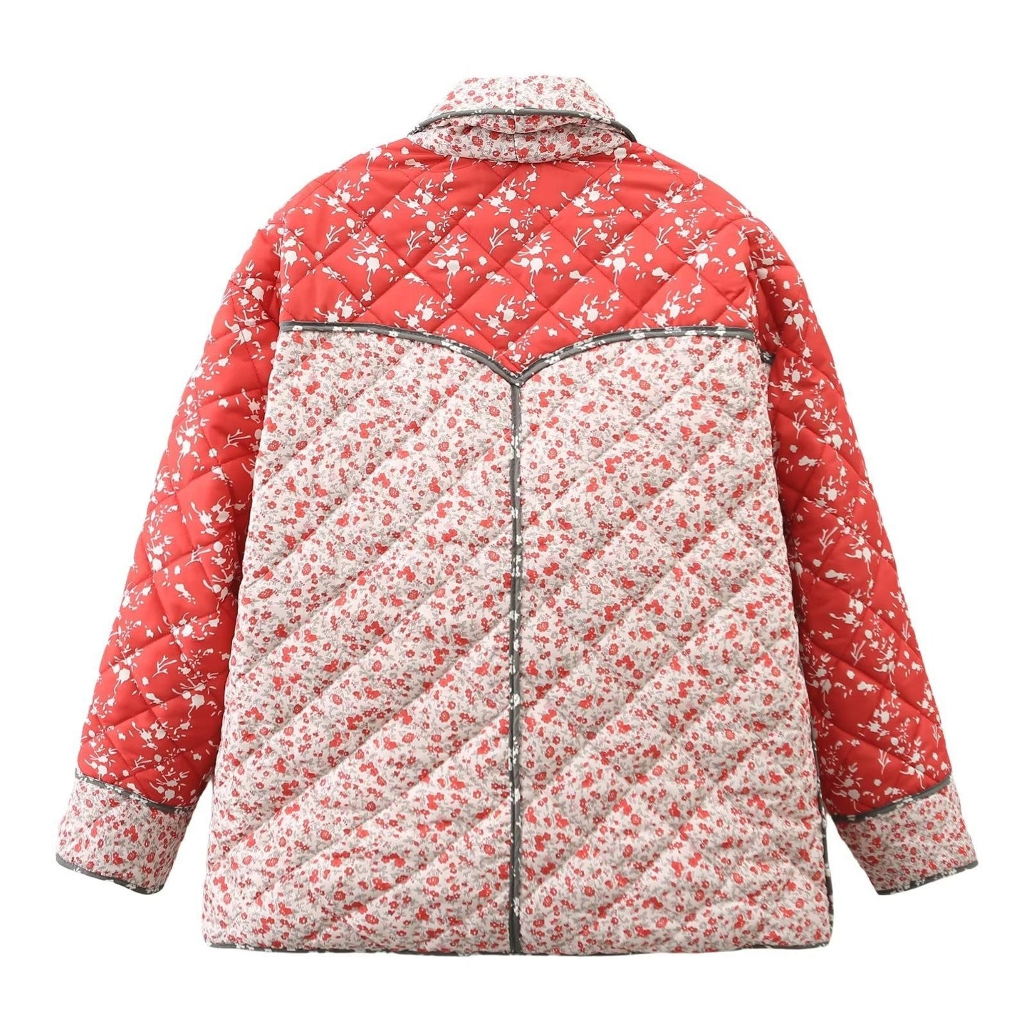 Women's quilted blazer jacket with floral pattern NOVAE