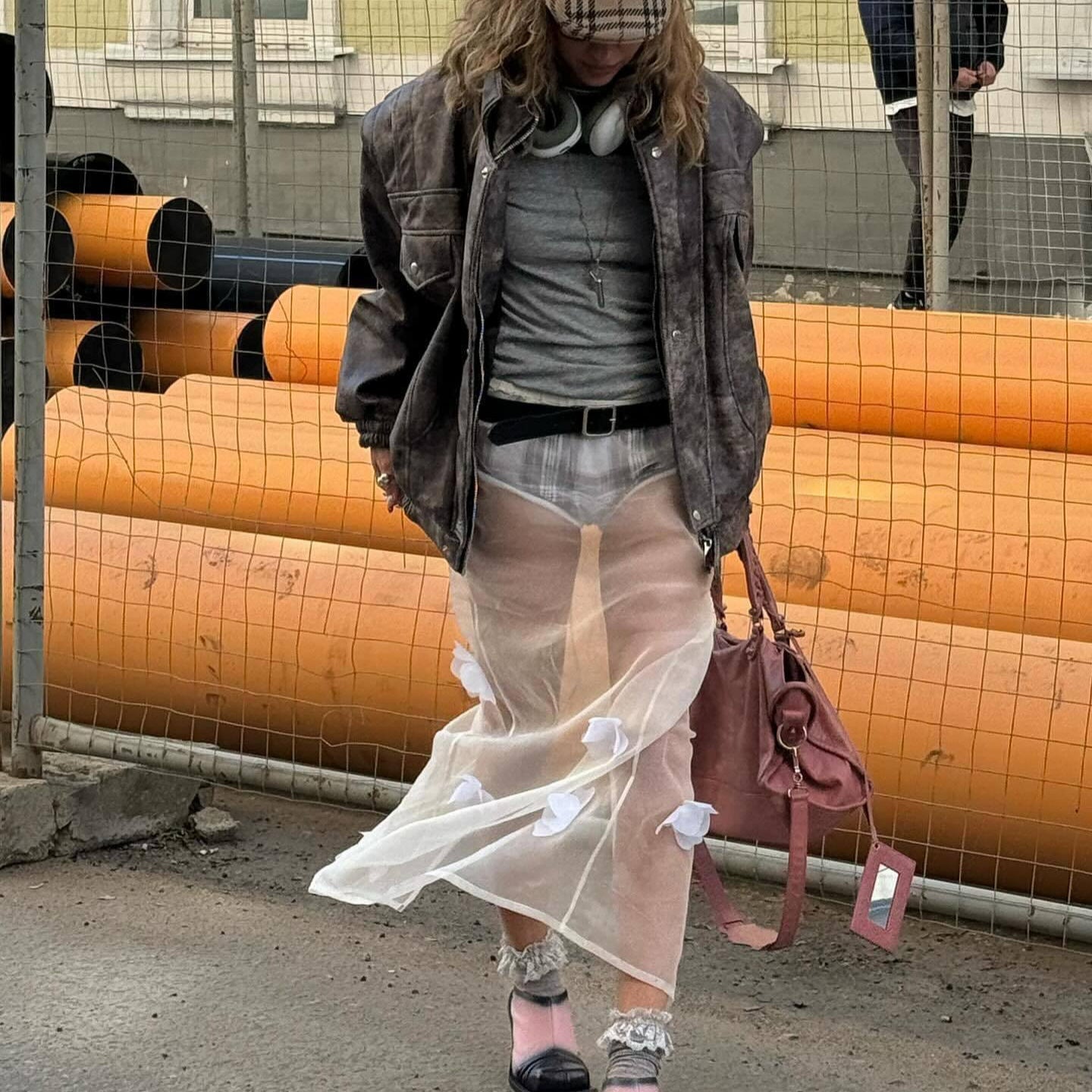 Women's transparent skirt with delicate floral details and elegant cut NOVAE