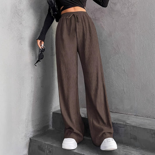 Women's wide pleated trousers with elasticated waistband NOVAE