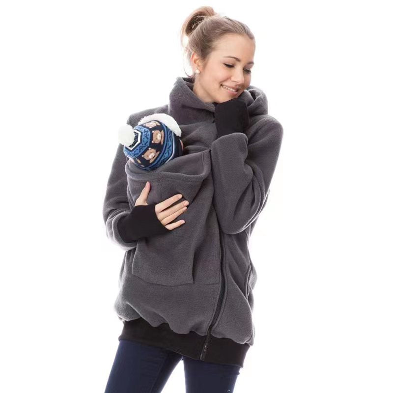 Women's carrier jacket made of cozy fleece with an extended cut NOVAE