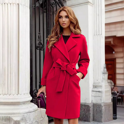 Women's Elegant Trench Coat with Belt and Practical Pockets NOVAE