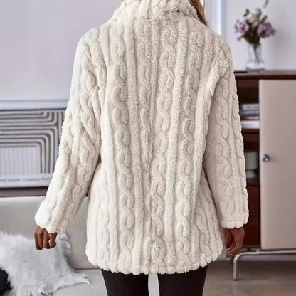Women's soft and warm faux fur coat with button-up design NOVAE