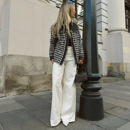 Women's elegant checked jacket with a wide cut and high-quality details NOVAE