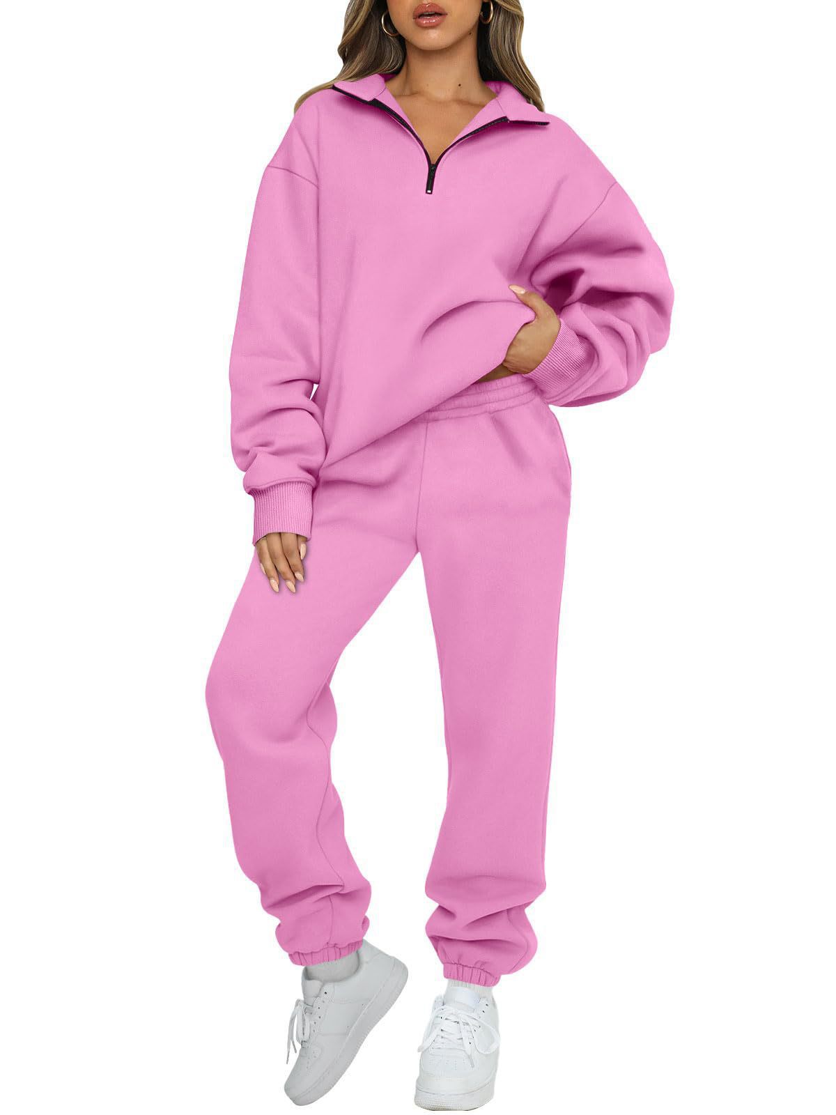 Women's casual hoodie tracksuit with zip and waistband-free trousers NOVAE