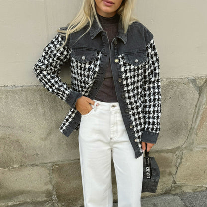 Women's elegant checked jacket with a wide cut and high-quality details NOVAE