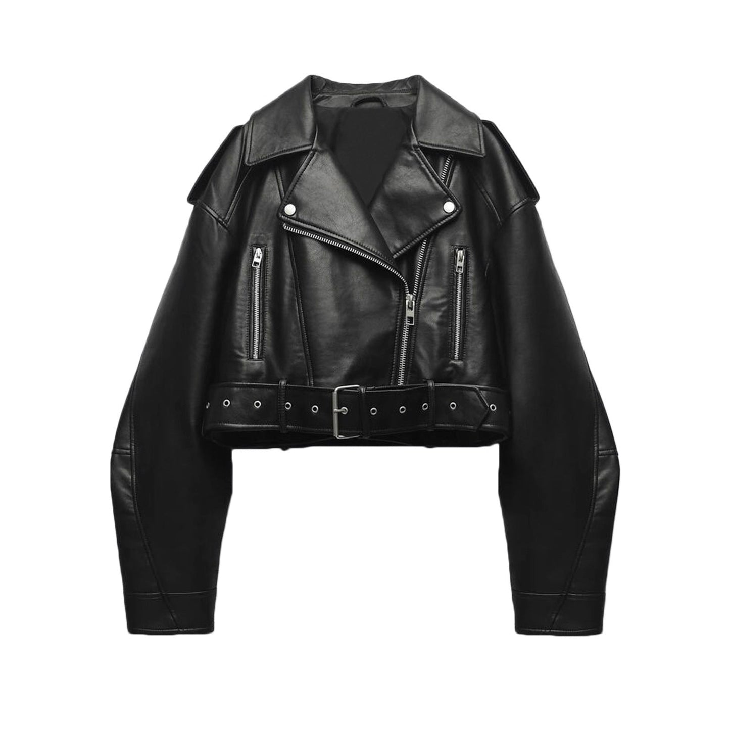 Women's fashionable biker jacket in a minimalist design with practical zip pockets NOVAE