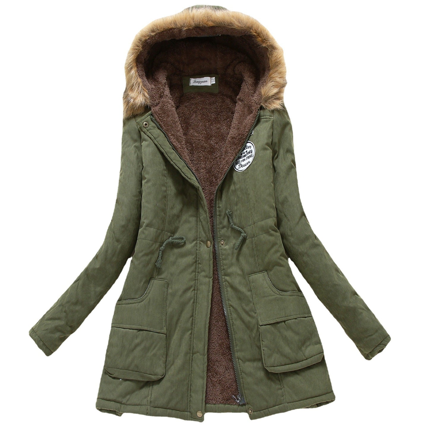 Women's quilted parka jacket with hood and faux fur lining NOVAE