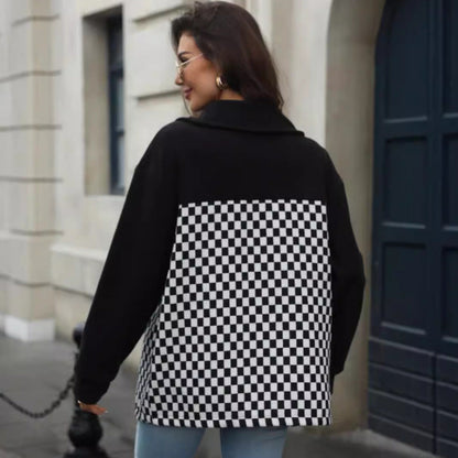 Women's Fashionable Checkered Overshirt Jacket NOVAE