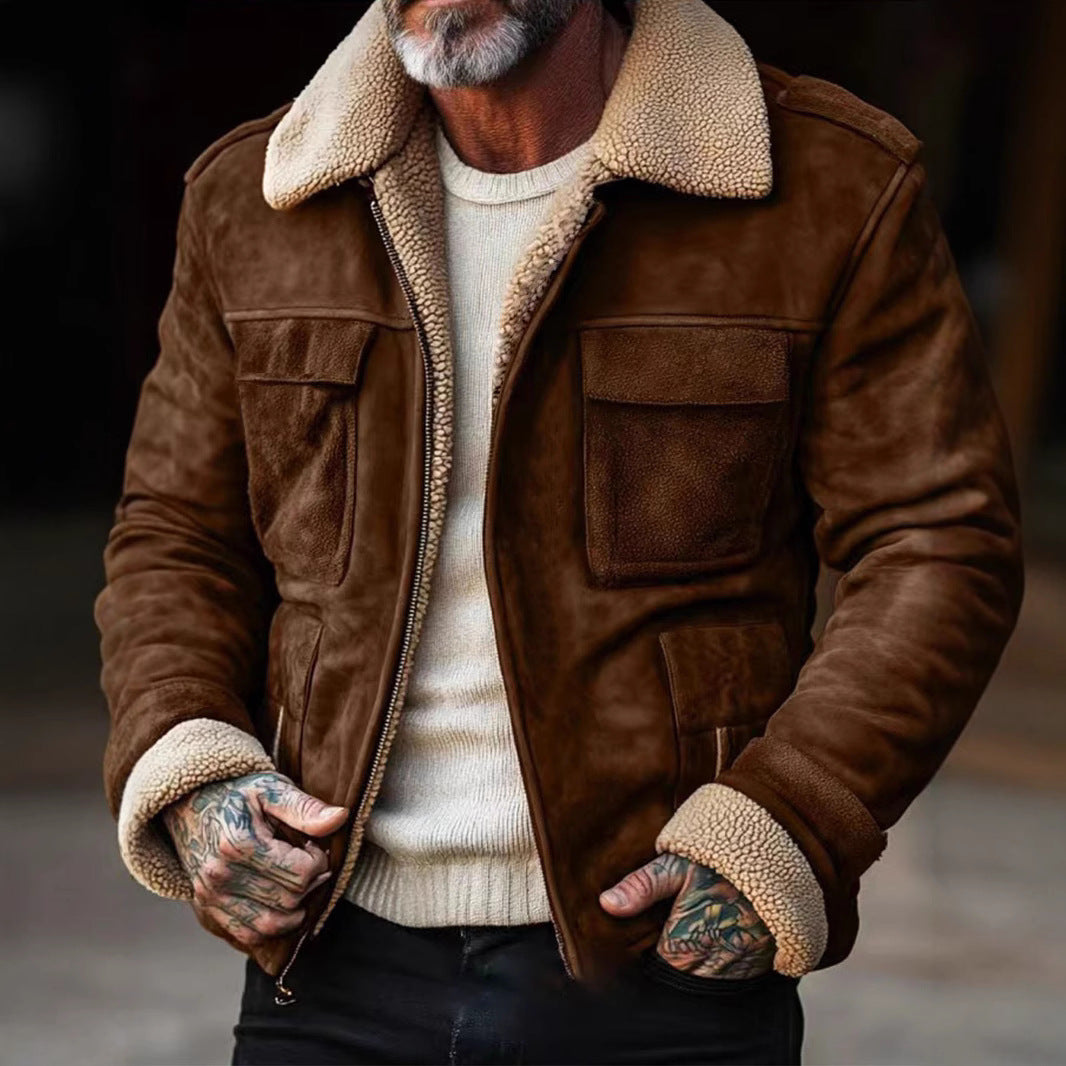 Men's stylish leather jacket with warm lining NOVAE