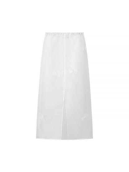 Women's long transparent blouse with floral design and side slit NOVAE