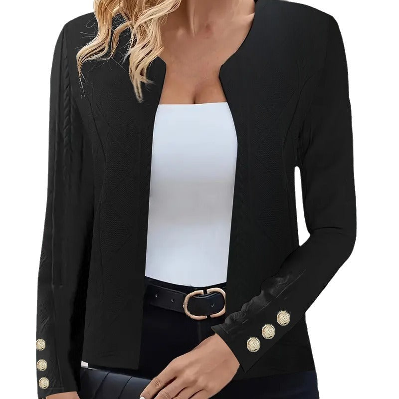 Women's fashionable short jacket with elegant buttons and structured design NOVAE