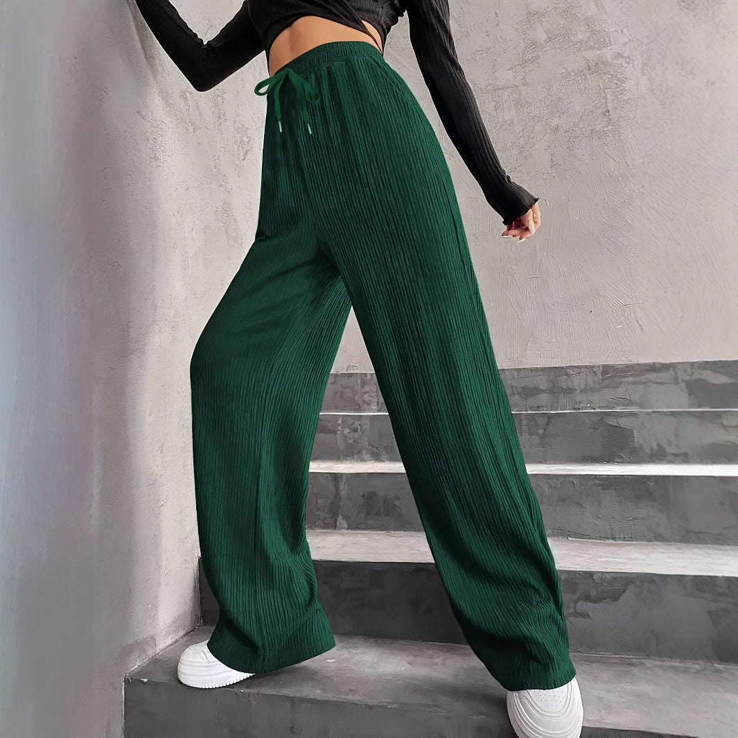 Women's wide pleated trousers with elasticated waistband NOVAE