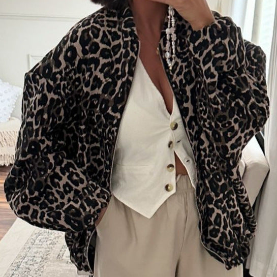 Women's Trendy Leopard Print Oversized Jacket NOVAE