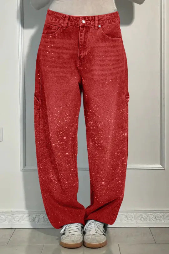 Women's fashionable mom jeans with shimmering details NOVAE