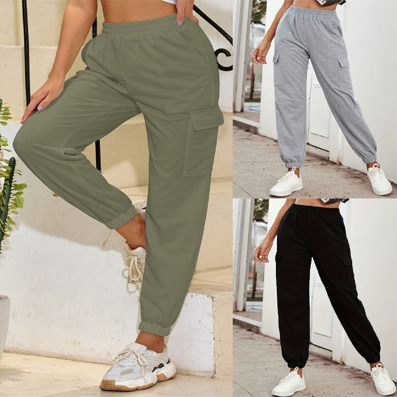 Women's cargo trousers with elasticated waistband and practical pockets NOVAE