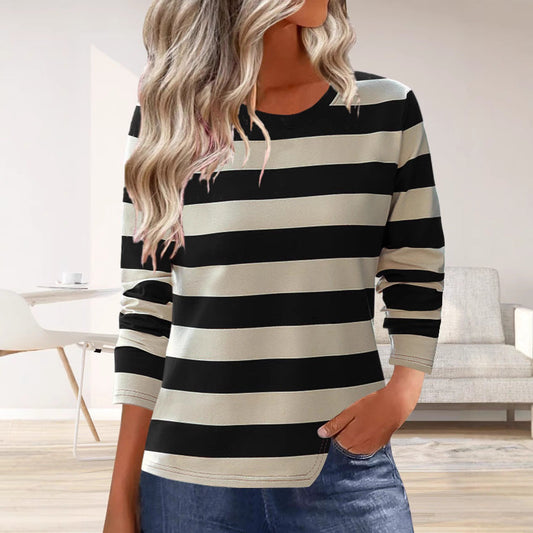 Women's long-sleeved shirt with a modern striped pattern and comfortable fit NOVAE