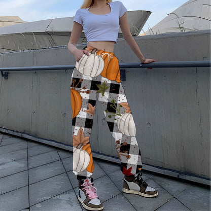 Women's Casual Printed Trousers with Autumnal Motif NOVAE
