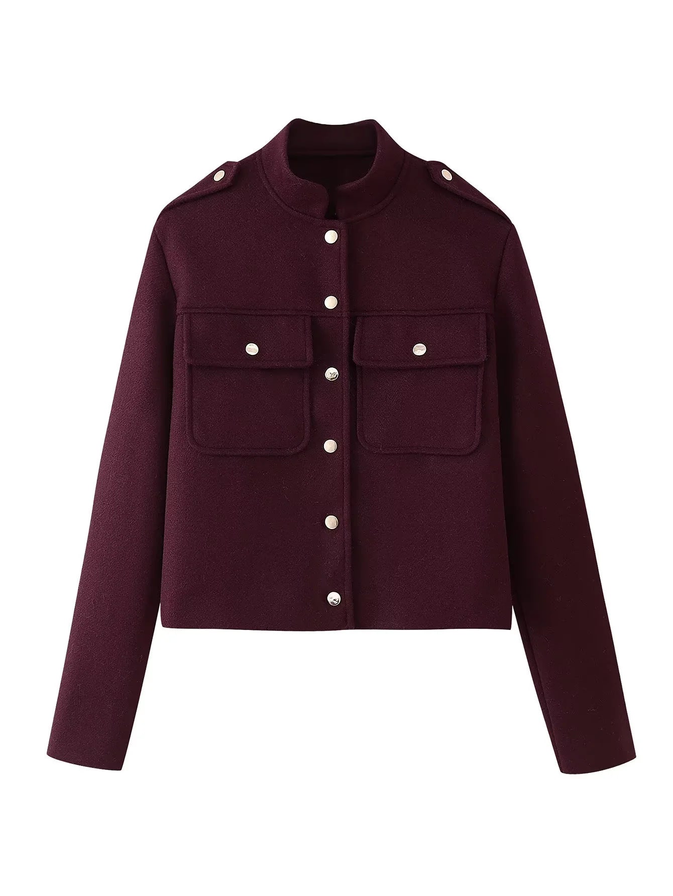 Women's short military jacket with pockets and decorative buttons NOVAE