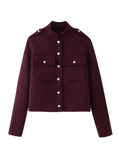 Women's short military jacket with pockets and decorative buttons NOVAE