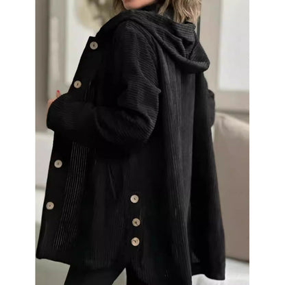 Women's cozy hooded jacket made of fine corduroy fabric NOVAE