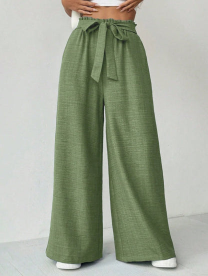 Women's wide-leg trousers with adjustable waistband NOVAE