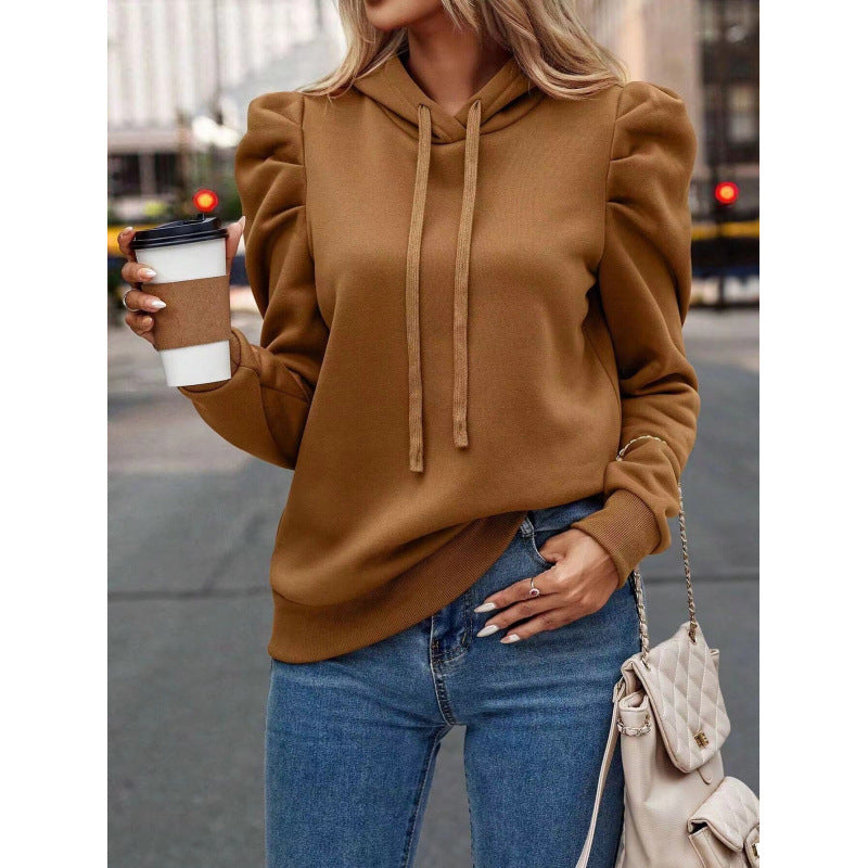 Women's comfortable hooded sweatshirt with puff sleeves and a cozy cut NOVAE
