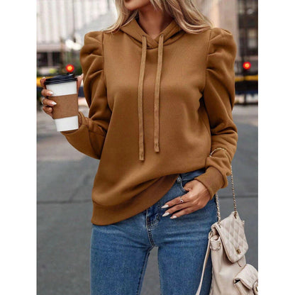 Women's comfortable hooded sweatshirt with puff sleeves and a cozy cut NOVAE