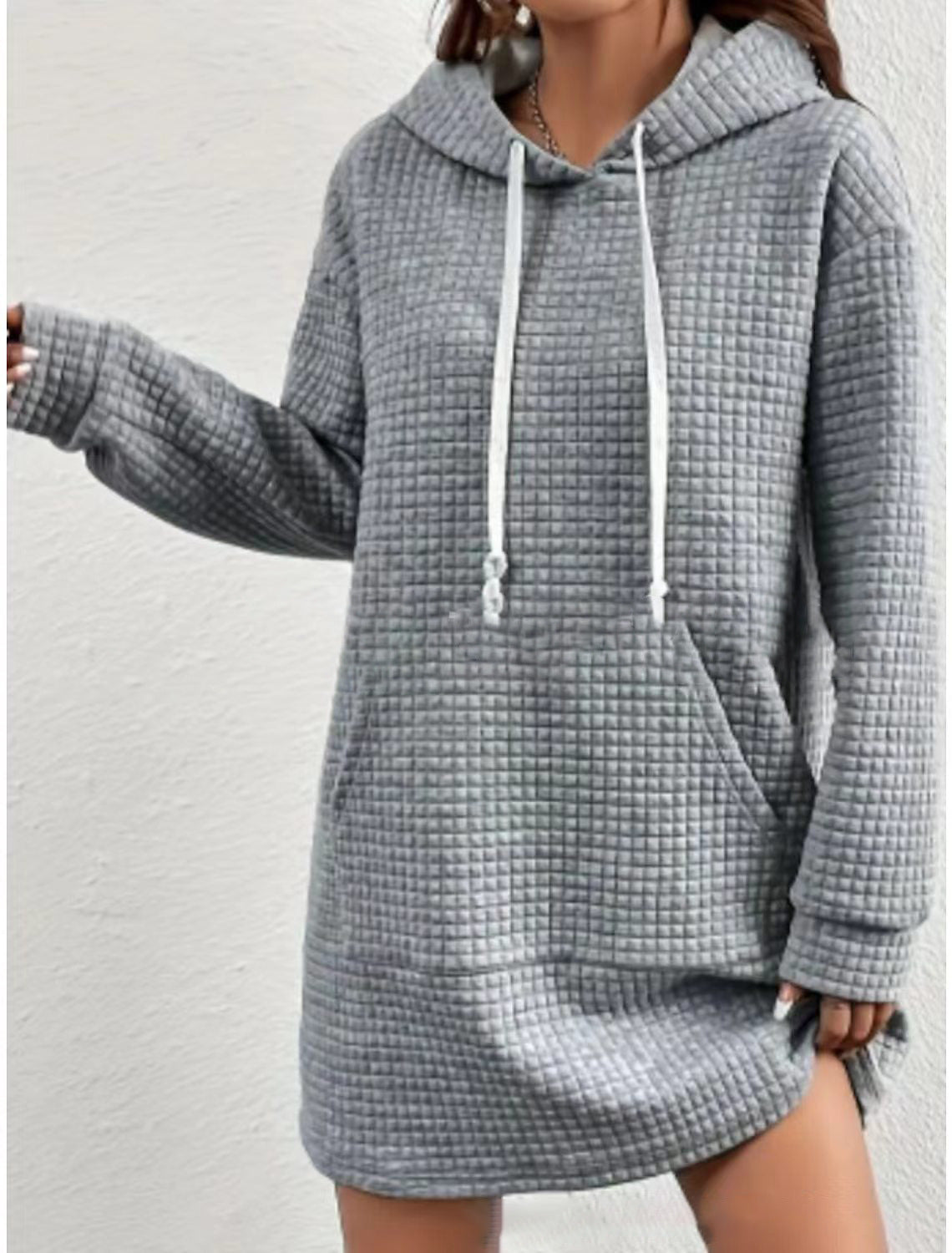 Women's hoodie dress with practical kangaroo pocket and modern knit design NOVAE