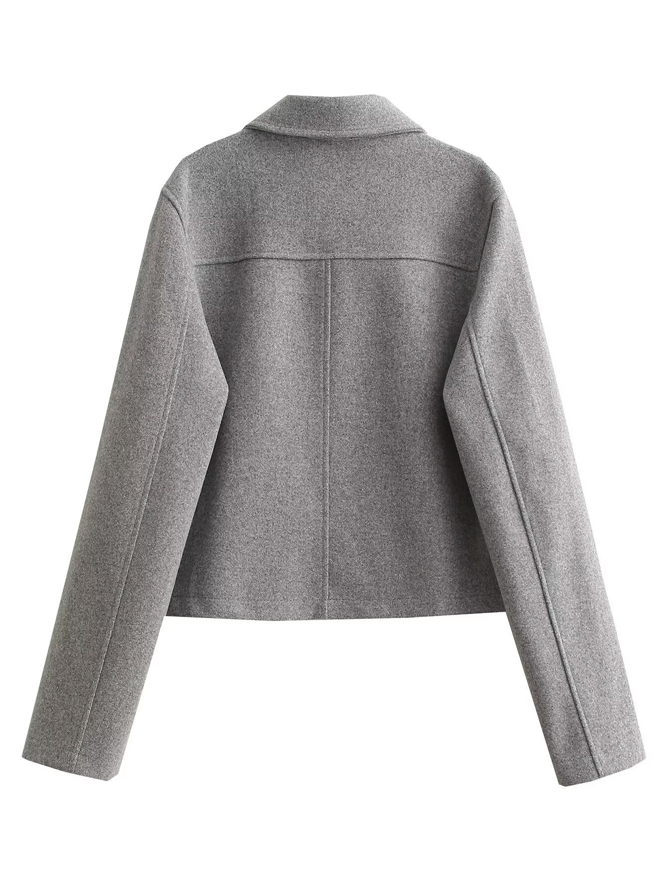 Women's fashionable short jacket with practical pockets and gold buttons NOVAE