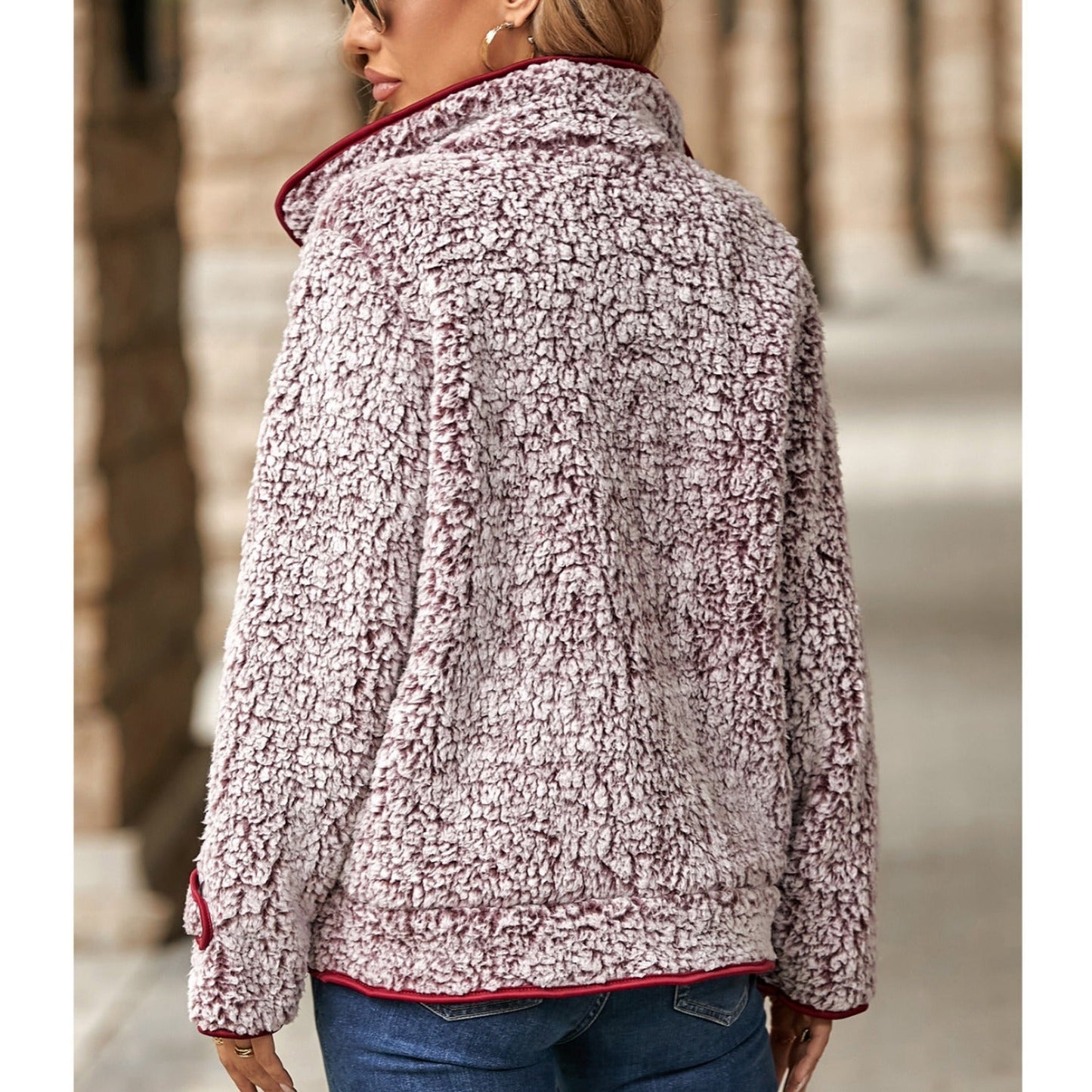 Women's fleece jacket with high collar and cozy texture NOVAE