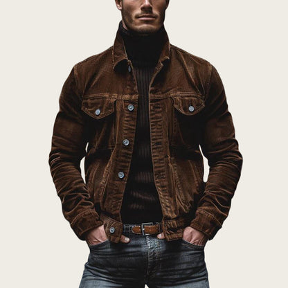 Men's corduroy jacket with classic cut and practical chest pockets NOVAE