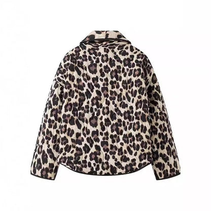 Women's fashionable leopard print jacket with elegant piping details NOVAE