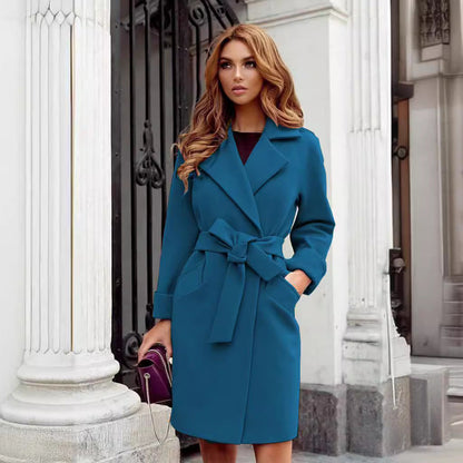 Women's Elegant Trench Coat with Belt and Practical Pockets NOVAE