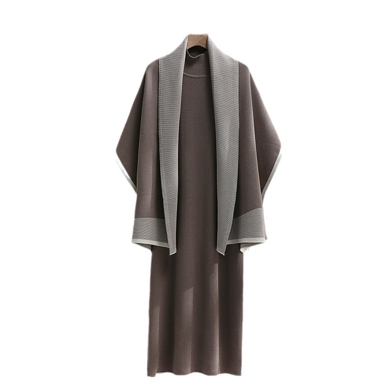 Women's knitted dress with draped cardigan NOVAE