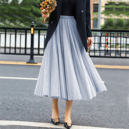Women's Elegant Tulle Skirt with Wide Swing Cut and Elastic Waistband NOVAE
