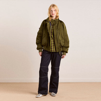 Women's urban bomber jacket with elegant details and high collar NOVAE