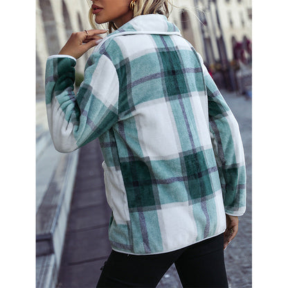 Women's soft plaid coat with modern button details NOVAE